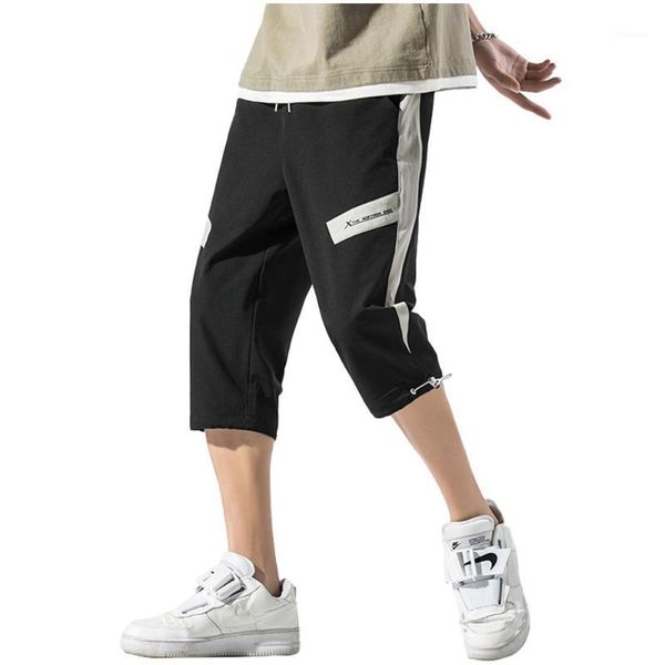 

2020 summer new sports pants men's capris casual pants men's shorts leggings drawstring casual comfortable beach1, White;black