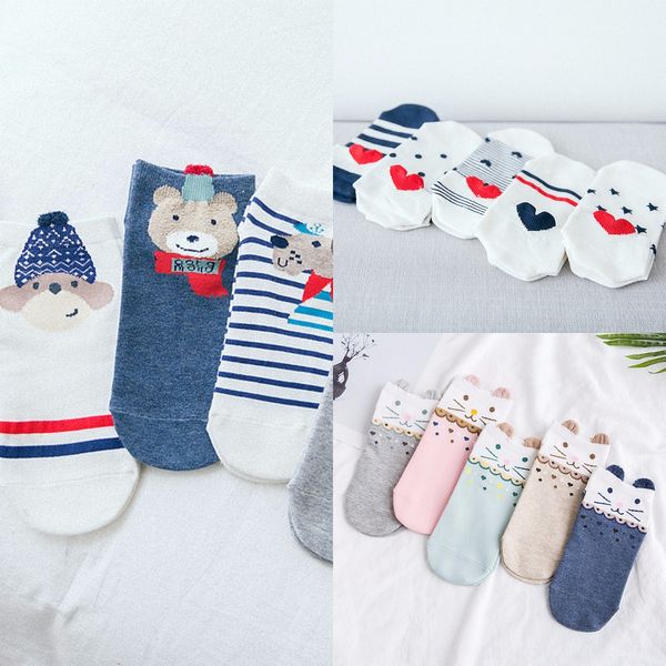 

2020 new cotton women's straight board cartoon pattern boat boat socks spring and summer socks series available 1 sweat absorption oaq9, Black