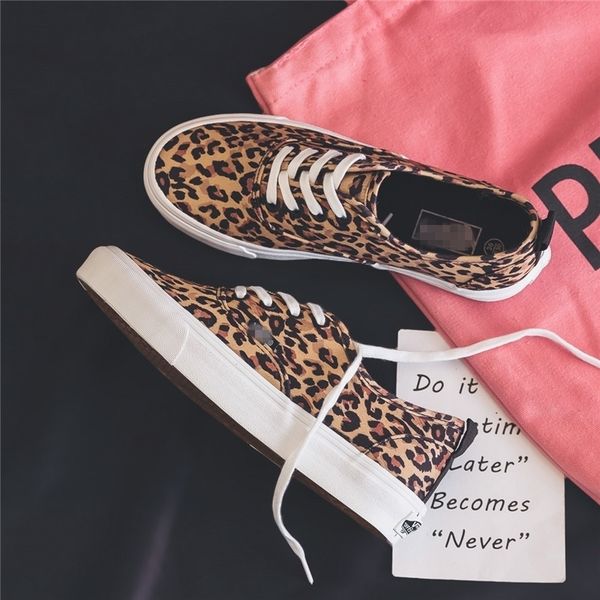 

women canvas shoes leopard lace up lady sneakers flat heel thick canvas ins selling fashion shoes 35-40 tenis feminino y200424, Black