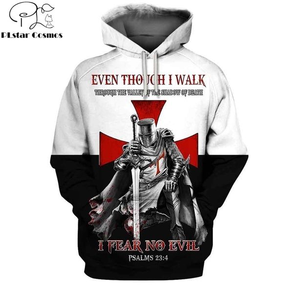

brand clothing new fashion hoodies knights templar 3d print hoodie sweatshirt casual street costume sudadera hombre 201020, Black