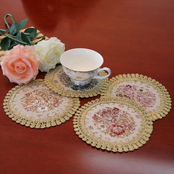 

16cm european insulation pad circular contracted cup round table mat flowers cup mat insulation eat west pot pad decoration