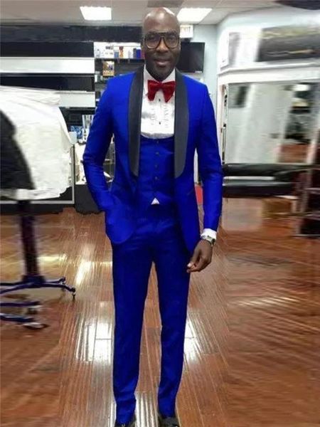 

men suits 2019 groomsmen black shawl lapel groom tuxedos mens tuxedo royal blue wedding/prom suits 3 pieces (jacket+vest+pants)1, White;black