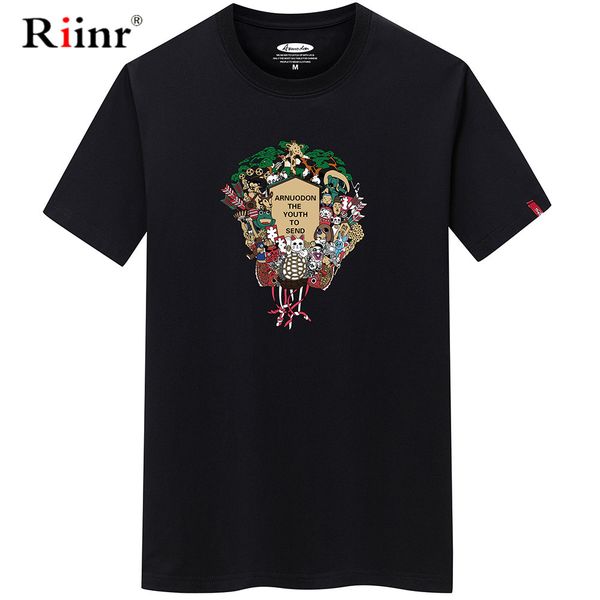 

riinr 2020 новое лето творческий мультфильм печати большой размер одежды o шеи коротким рукавом повседневная 6xl спорта толстовка с капюшоно