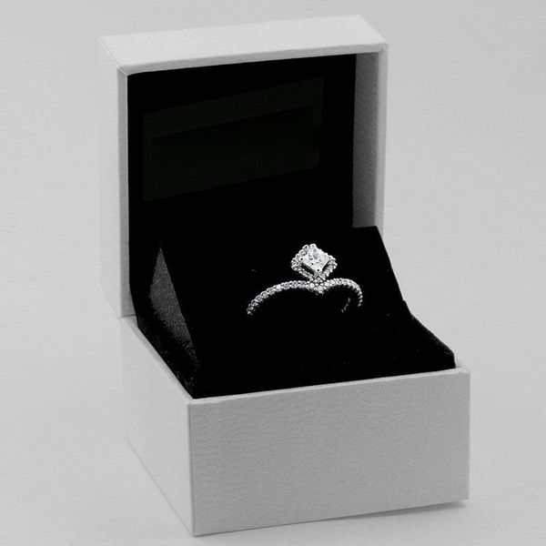 

factory wholesale 925 sterling ring silver square sparkle wishbone with cz stones fit jewelry engagement wedding lovers fashion ring