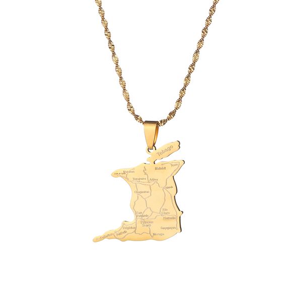 

trinidad & tobago map pendant necklace for women jewelry gifts, Silver