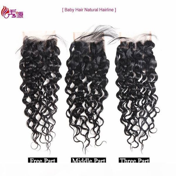 

water wave human hair lace frontal xiuyuanhair natural color 100 unprocessed virgin remy human hair 4x4 swiss lace frontal, Black;brown