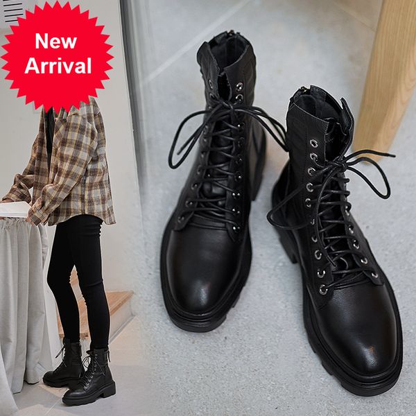 

2020 ankle women leather autumn and winter ladies elastic short snow boots online 55iq, Black