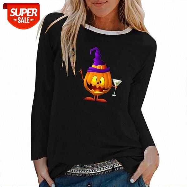 

pumpkin print halloween long sleeve women autumn winter graphic tee streetwear white o neck woman tshirts cotton ropa mujer #zb3c