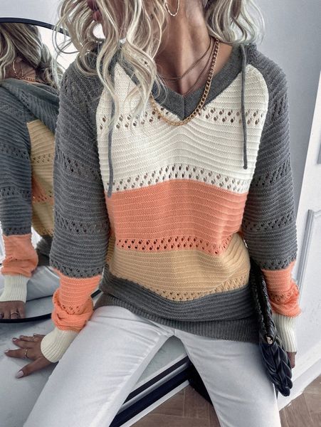

cut and sew panel drawstring hooded sweater d20u#, White