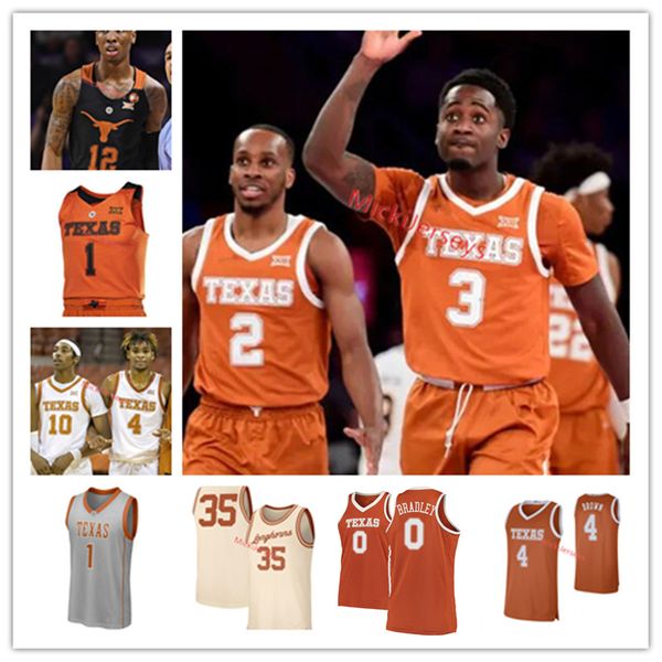 

custom texas longhorns basketball jersey jarrett allen 0 avery bradley 5 cory joseph 52 myles turner 10 jaxson hayes texas basketball jersey, Black