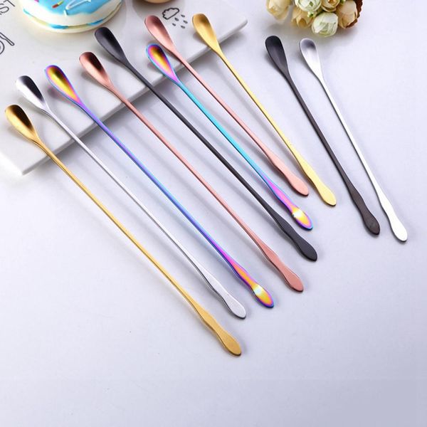 

ins simple style coffee spoon with long handle colorful coffee scoops dessert teaspoon stocked kitchen gadget tool h jlldko