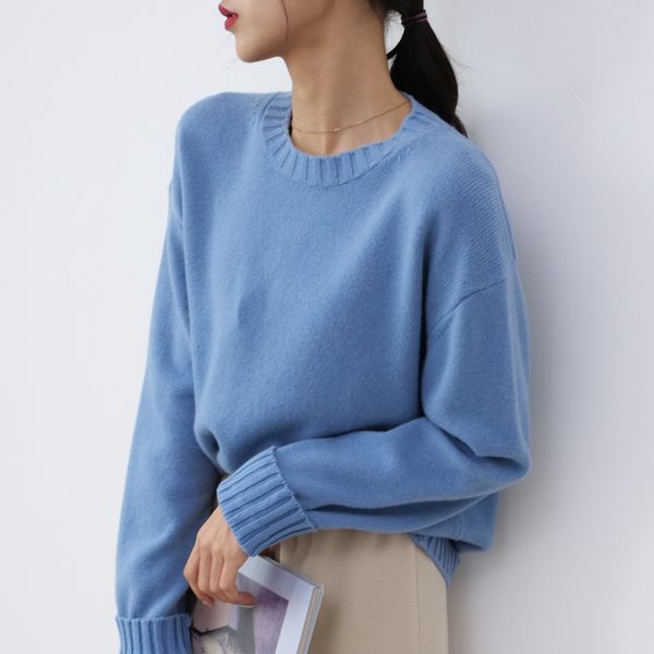

2021 selling blouses 100% knitted or crocheted sweater loose 3 thick colours women's wool clothes 83dy, White;black