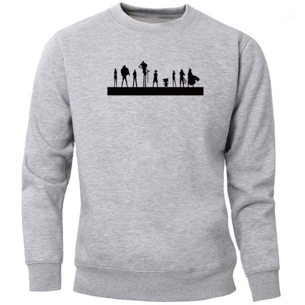 

one piece japanese anime sweatshirts men the straw hat the pirate king anime crewneck hoodies fleece jumper streetwear1, Black