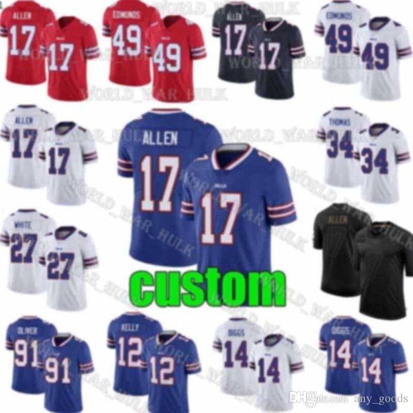 

21 poyer buffalo 91 oliver custom bill football jerseys 17 josh allen 55 jerry hughes 9 corey bojorquez 78 bruce smith youth mens women, Blue;black
