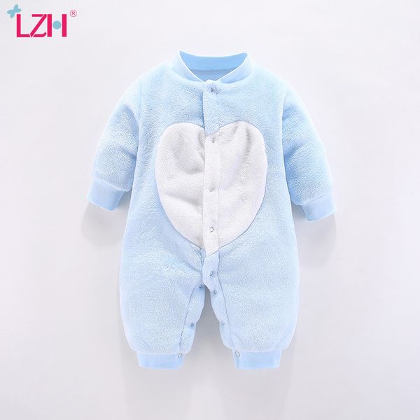 

lzh winter autumn casual long sleeve baby boys rompers clothing baby girls jumpsuit newborn costume flannel 0-2year 201030, Blue