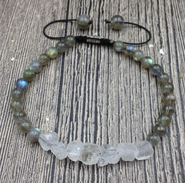 

ya3015 грубые кварцевые бусины лабрадорит lava шнура завязывается регулируемый браслет, Black