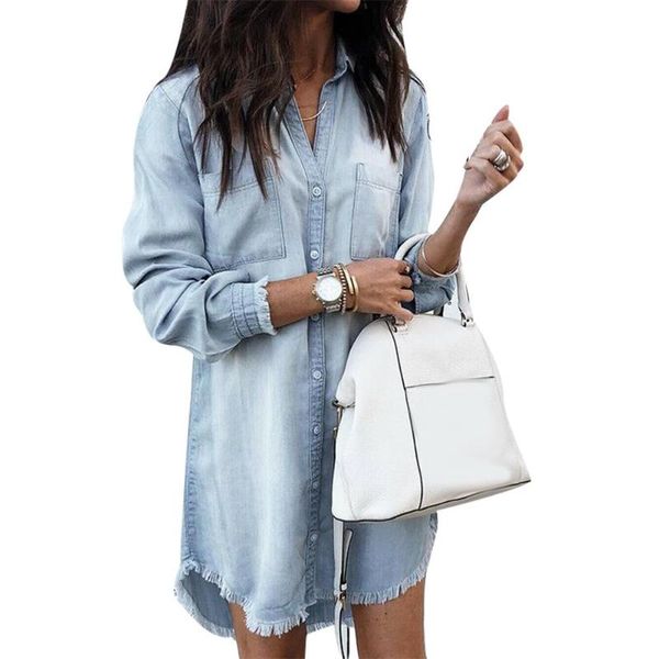 

2010 fashion women blouse turn down collar long sleeve tassel denim shirt long cardigan plus size women blouse shirt summer, White