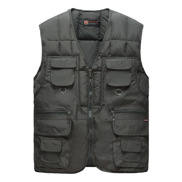 

icpans 2020 mens down vests sleeveless jackets with many pockets casual men vest pgrapher men's waistcoats plus size 4xl, Black