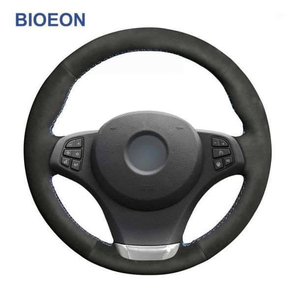 

hand sewing black synthetic suede car steering wheel covers for x3 e83 2003-2010 x5 e53 2003-20061