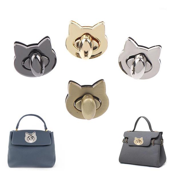

1pcs metal cute cat bag turn lock twist lock clasp leather craft women bag handbag shoulder purse diy hardware1, Black