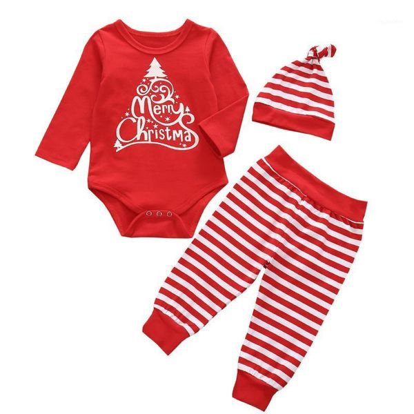 

christmas baby outfits red long sleeve romper + pants + hat suits for infant fashion newborn clothes1, White