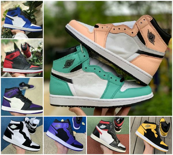 

2020 new high og mid men 1 basketball shoes game royal banned shadow bred gym red blue white yellow toe shoe women 1s chicago sneakers
