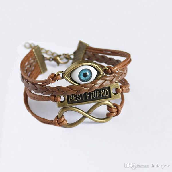 

charm bracelets for women angel bracelets evil eye braclet men male vintage jewelry leather bracelet, Golden;silver
