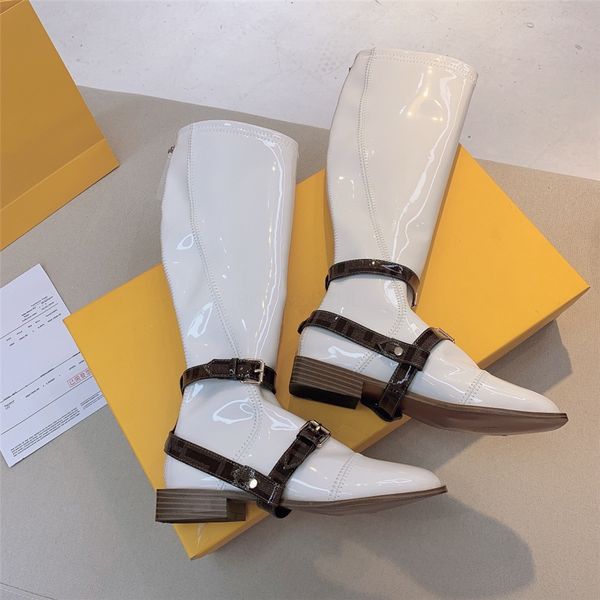 

fasion womens leater knee-ig zipper soe cowoy low-eeled knig oot#55366666, Black