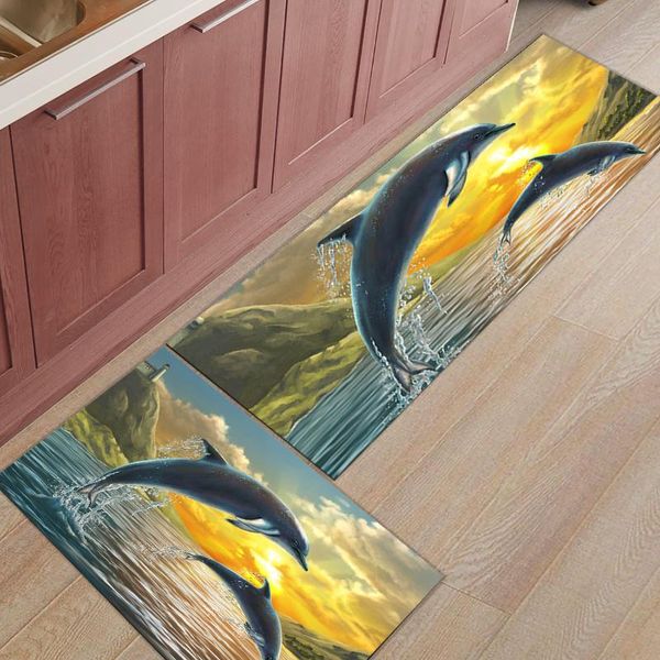 

sunset sea animals dolphins kitchen rug floor mats for living rooms bedroom door mats entrance decor floor carpet