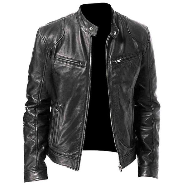 

men winter leather jacket autumn new fashion vintage pu coats motorcycle s casual 5xl, Black;white