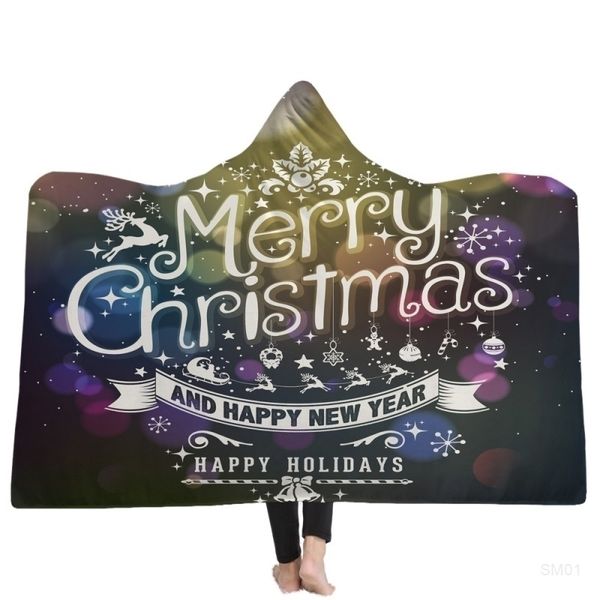 

merry hooded blanket fleece wearable throw blankets kids adults christmas gift warm cloak capes home textile gga2589