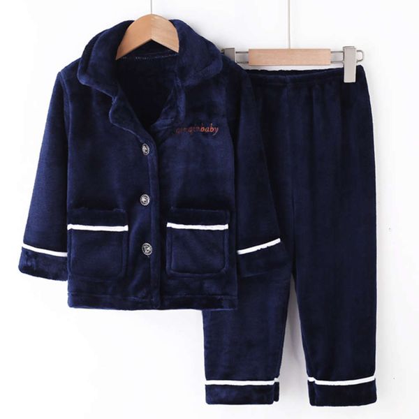 

flannel autumn children's and winter pajamas girls coral veet suit boys thickened home wear, Blue;red