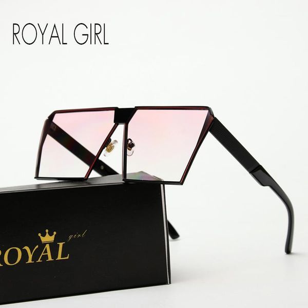 

wholesale- royal girl metal unique sunglasses women square vintage retro ombre lens 2017 summer fashion glasses #ss9361, White;black