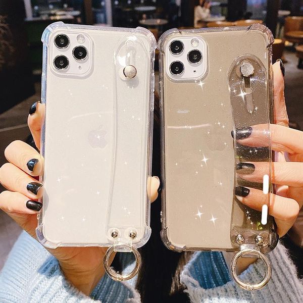 

ремешок сияющий блеск прозрачный телефон чехол для iphone 11 11pro max xr xs max 8 7 6 6s plus противоударный wristband yxlhyn cases2010