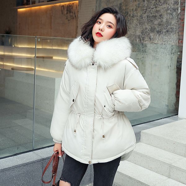 

fur collar hooded long parkas solid slim coats jackets for women 2020 winter thick plus size casual cotton paded feminina