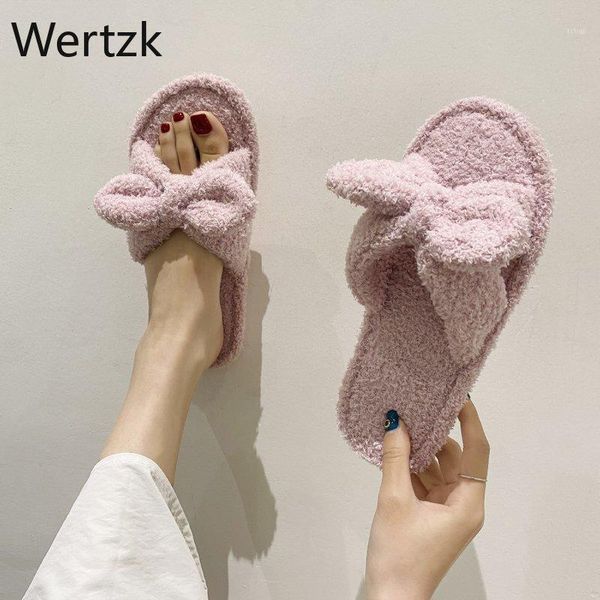 

slippers 2021 women home winter warm shoes woman slip on flats slides female faux fur 36-41 wholesale1, Black