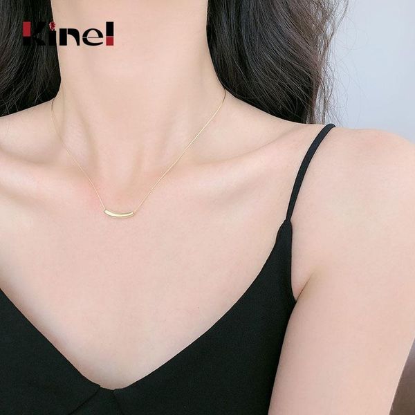 

chains kinel genuine 925 sterling silver beans necklaces for women short necklace france style 18k plating real gold bijoux