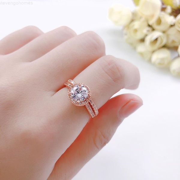 

style simple wedding women ring classic sets for + zircon rose gold silver color 2-3 factory gift fashion jewelry, Golden;silver