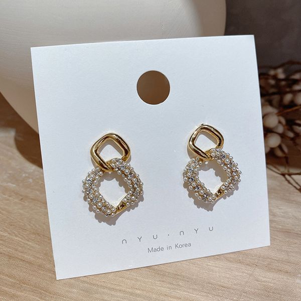 

trendy round women pearl earrings ins cool wind earrings fashion korean elegant simple dangle jewelry, Silver