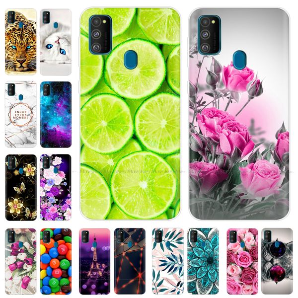 

силиконовые мягкий тпу телефон для samsung galaxy m30 case m30s m 30s милый цветок кошки fundas задняя обложка сумки