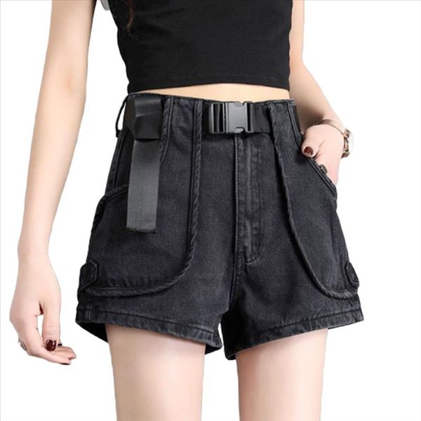 

denim shorts high waisted cargo short black blue jean shorts women summer woman womens denim harajuku streetwear, White;black