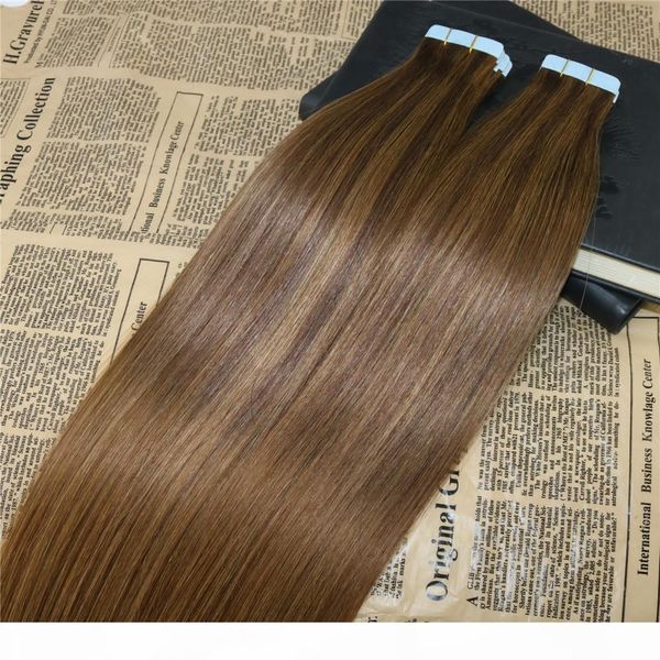 

real remy human hair omber tape ins extensions bronde color skin weft tape on hair extensions 8a grade glue in extensions100g 40pcs, Black