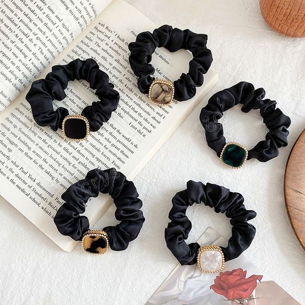 

fashion acetate scrunchies vintage hair ties women girls ponytail holders elastic hairband simple hair accessories, Slivery;white