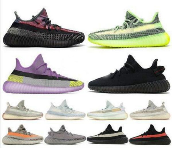 

kanye west yecheil yeshaya reflective black static clay gid blue tint zebra cream white running shoes mens womens designer sneakers