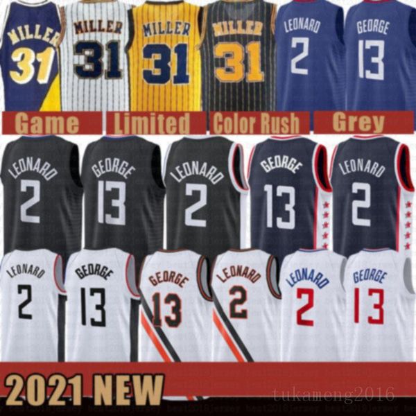 

2021 new kawhi basketball jersey 2 leonard mens paul 13 george mesh retro reggie 31 miller victor 4 oladipo gold, Black;red