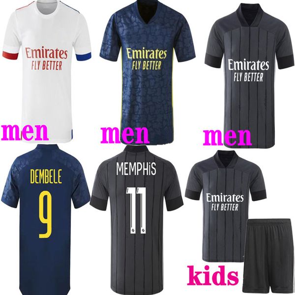 

3xl les gones 20 21 new maillot de foot olympique lyonnais fans soccer home away ol memphis aouar dembele hommes enfants men football, Black