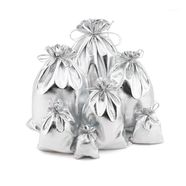 

50pcs metallic foil cloth 7x9/9x12/11x16/13x18cm organza bags wedding decoration favor gifts shinning candy packaging pouches1