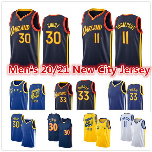 

women mens 2021 new blue klay 11 thompson jersey stephen 30 curry 33 james wiseman andrew 22 wiggins city black edition basketball jerseys, Black;red