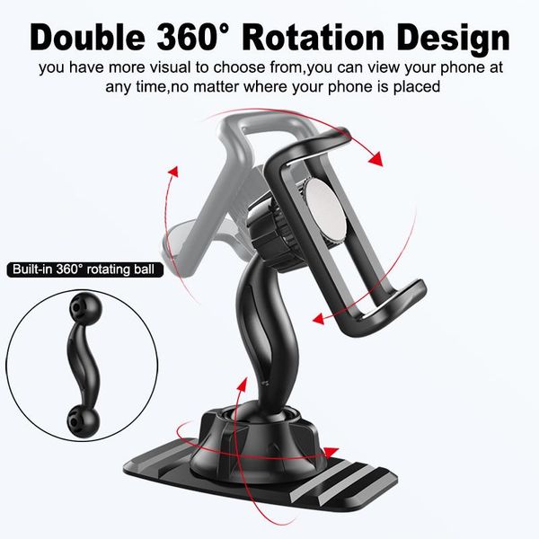 

univerola dashboard car phone holder double 360 rotate flexible clip stand bracket support for 4 to 6.5 inch mobile phone wmtznj infant2005