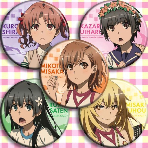 

pins, brooches 1pc 58mm toaru kagaku no railgun misaka mikoto shirai kuroko badges brooch pins1, Gray